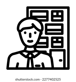 facilities manager repair worker line icon vector. facilities manager repair worker sign. isolated contour symbol black illustration