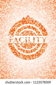Facility abstract orange mosaic emblem