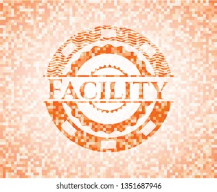 Facility abstract orange mosaic emblem