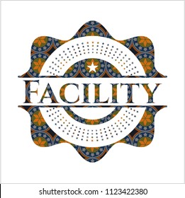 Facility arabic style emblem. Arabesque decoration.