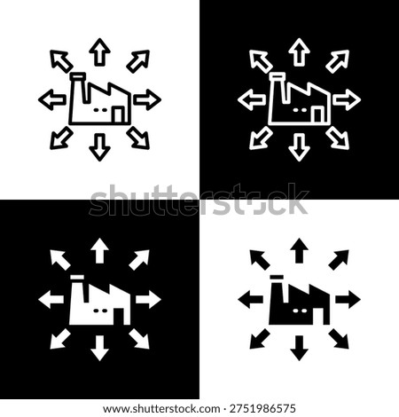 Facility Expansion Icon with Black and White Background