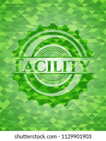 Facility green emblem with mosaic background