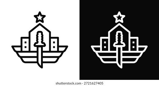 Facility Icon White And Black Background Style