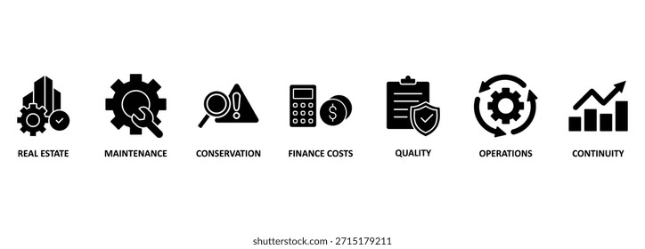 Facility management. Chart with keywords and icons