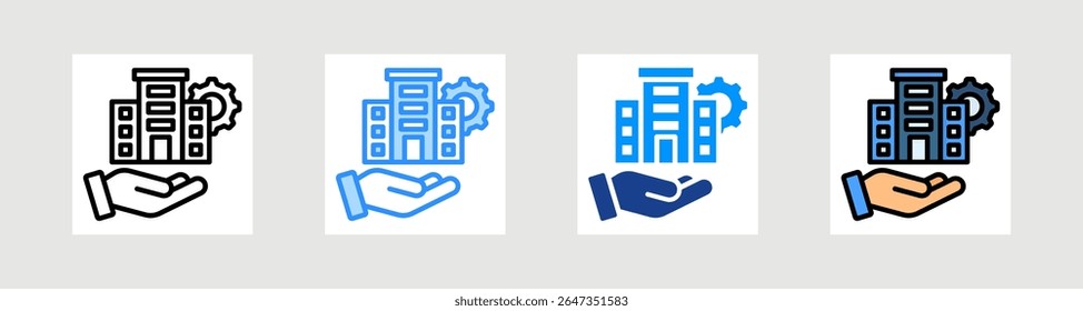 Conjunto de Colecciones de iconos de administración de instalaciones Estilo múltiple