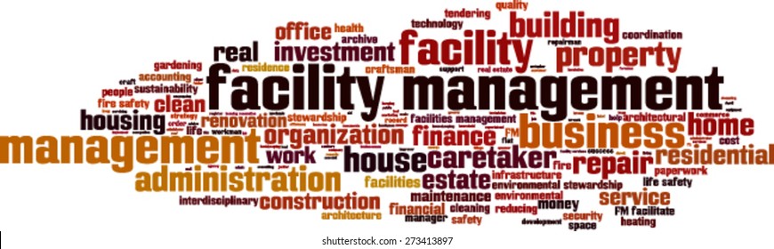 Facility management word cloud concept. Vector illustration