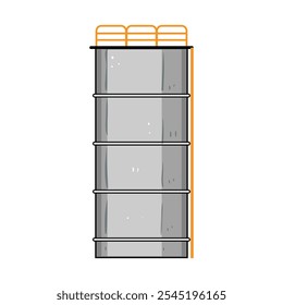 caricatura de armazenamento de tanque de óleo da instalação. inventário de terminal, infraestrutura de contenção, logística refinaria local de armazenamento de tanque de óleo sinal. símbolo isolado ilustração vetorial