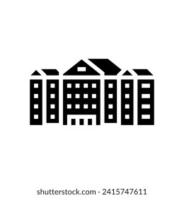 vector de icono de glifo de la escuela de instalación. signo de construcción de la escuela de instalaciones. ilustración de símbolo aislado