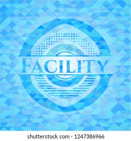 Facility sky blue emblem with mosaic background