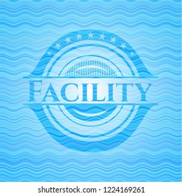 Facility sky blue water wave style emblem.