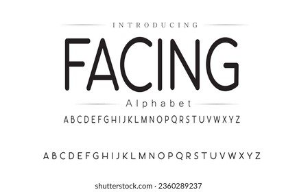 Facing Font. Alphabet. Script. Typeface. Label .Vintage typeface. For labels and different type designs