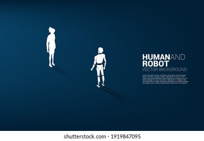 Facing of human and robot. Business concept for machine learning and a.i artificial intelligence.human vs. robot.