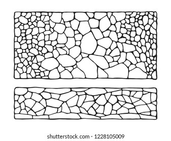 facing stone decorative wall vector. sketch in isolation.