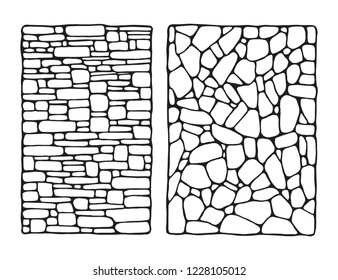 facing stone decorative wall vector sketch isolated.