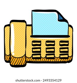 Facsimile halftone icon hand drawn color vector illustration