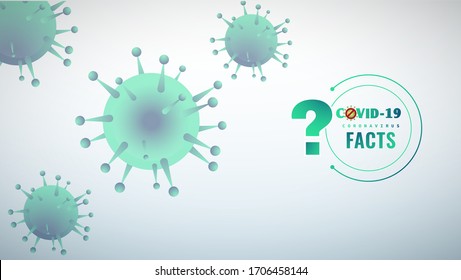 Fact About  Novel Coronavirus Covid 19 With Virus Cell In Microscopic View On White Background