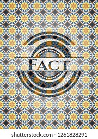 Fact arabic badge. Arabesque decoration.
