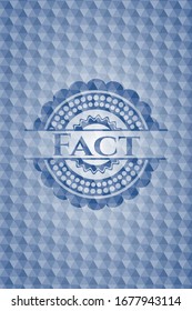 Fact blue emblem with geometric pattern. Vector Illustration. Detailed.
