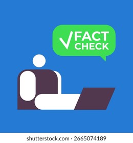 Verificação de fatos com o AI Chat bot. Conceito de verificação completa de fatos ou fácil comparação de evidências. ilustração de stock de vetor plano.
