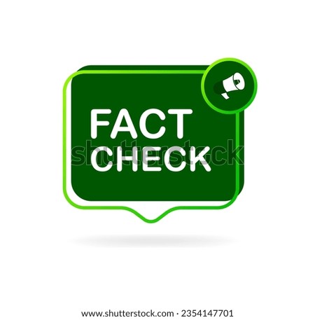 fact check icon. Flat, green, megaphone icon, fact check. Vector icon