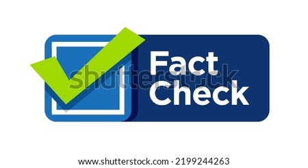 fact check vector design. checkmark on box with blue background. 