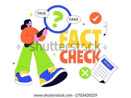 Fact Check Vector Illustration Featuring Myths Vs Facts News For Thorough Evidence Comparison and Accurate Information Review In a Flat Background