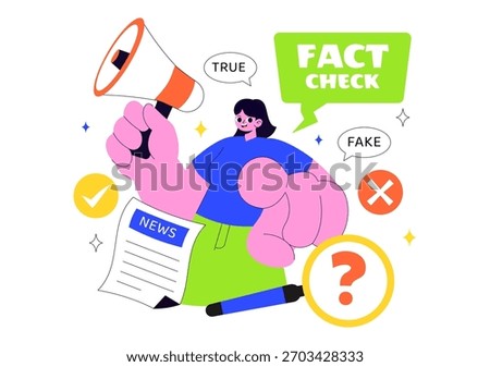 Fact Check Vector Illustration Featuring Myths Vs Facts News For Thorough Evidence Comparison and Accurate Information Review In a Flat Background