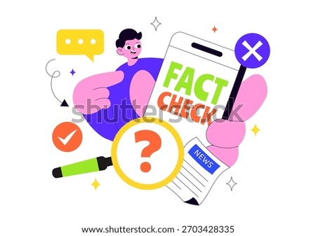 Fact Check Vector Illustration Featuring Myths Vs Facts News For Thorough Evidence Comparison and Accurate Information Review In a Flat Background