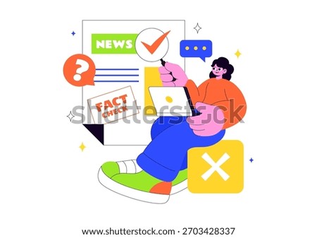 Fact Check Vector Illustration Featuring Myths Vs Facts News For Thorough Evidence Comparison and Accurate Information Review In a Flat Background