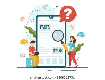 Fact Check Vector Illustration With Myths vs Facts News for Thorough Checking or Compare Evidence in Flat Cartoon Hand Drawn Landing Page Templates