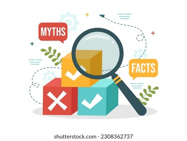 Fact Check Vector Illustration With Myths vs Facts News for Thorough Checking or Compare Evidence in Flat Cartoon Hand Drawn Landing Page Templates