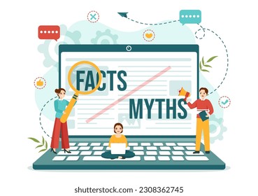 Fact Check Vector Illustration With Myths vs Facts News for Thorough Checking or Compare Evidence in Flat Cartoon Hand Drawn Landing Page Templates