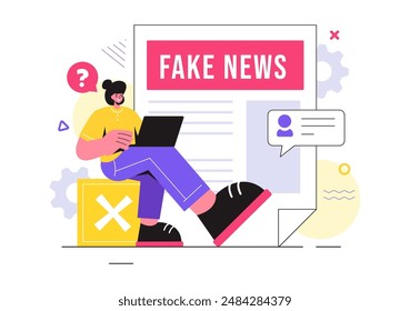 Fact or Fake Check News Vector Illustration with Myths vs Facts for Thorough Verification and Evidence Comparison in a Flat Cartoon Style Background