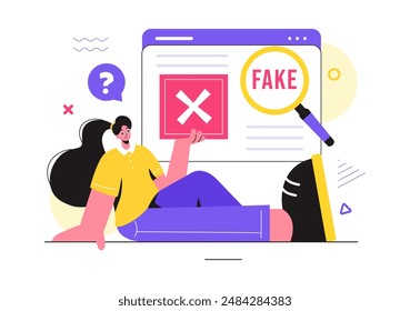 Fact or Fake Check News Vector Illustration with Myths vs Facts for Thorough Verification and Evidence Comparison in a Flat Cartoon Style Background