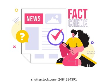 Fact or Fake Check News Vector Illustration with Myths vs Facts for Thorough Verification and Evidence Comparison in a Flat Cartoon Style Background