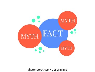 Fact And Myth Around Balance And Compare Vector Concept. Truth Vs Fiction Round Bubble Isolated On White Background. Flat Design Illustration.