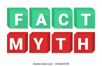 Fact myth sign. Concept of thorough fact-checking or easy compare evidence.  Illustration vector