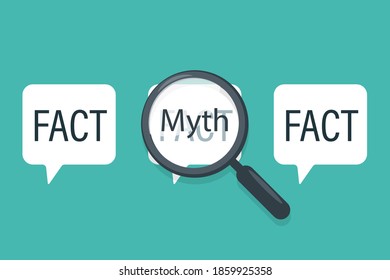 Fact Myth Speech Bubble Concept Design. Clipart Image.