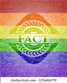 Fact on mosaic background with the colors of the LGBT flag