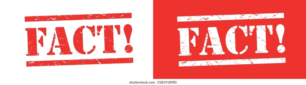 Fact on red stamp on white background