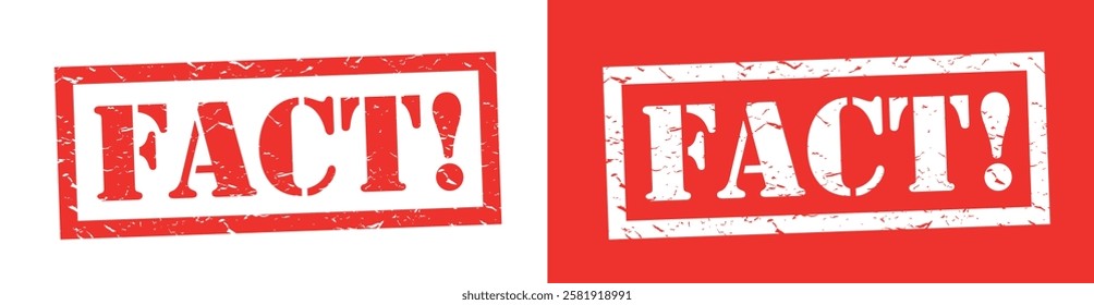 Fact on red stamp on white background