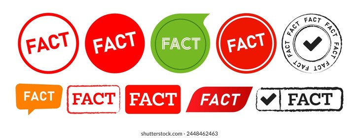 fact rectangle circle stamp and speech bubble label sticker sign true reality truth information