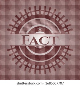 Fact red seamless emblem or badge with abstract geometric pattern background.