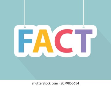 fact text written on hanging banner - vector illustration