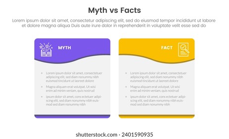 fact vs myth comparison or versus concept for infographic template banner with wave swirl curve table box with two point list information