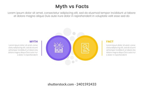 fact vs myth comparison or versus concept for infographic template banner with big circle side by side with two point list information