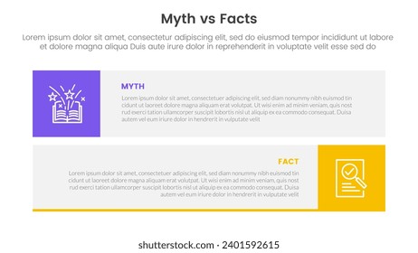 fact vs myth comparison or versus concept for infographic template banner with long rectangle box horizontal stack with two point list information