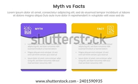 fact vs myth comparison or versus concept for infographic template banner with wave swirl curve table box with two point list information