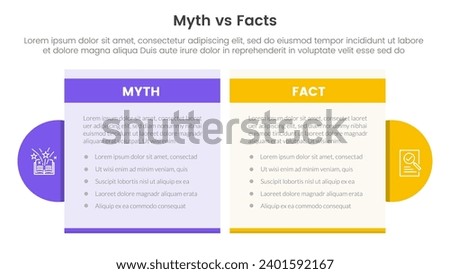fact vs myth comparison or versus concept for infographic template banner with table box and circle accessories with two point list information