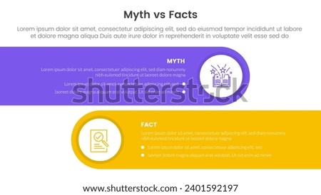 fact vs myth comparison or versus concept for infographic template banner with horizontal round rectangle box with two point list information